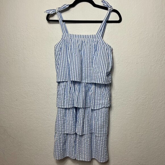CrewCuts Seersucker Overlay Midi Tank Striped Dress - Picture 1 of 6